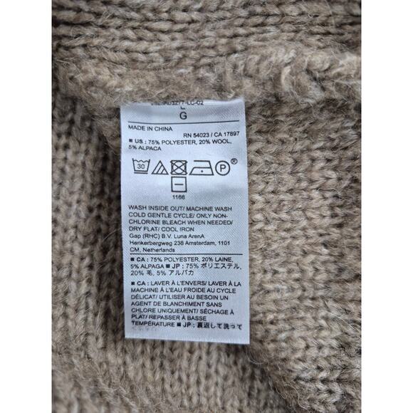 Banana Republic Wool blend Turtle Neck Sweater Ribbed Trim Tan Sz L - Picture 6 of 6